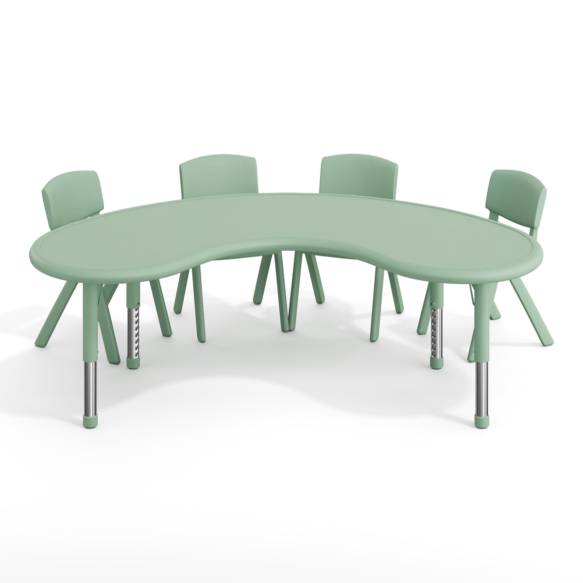 Sage |#| 5 PC Plastic Activity Table and 4 Chairs Set, 10.5" Seat Height-Sage