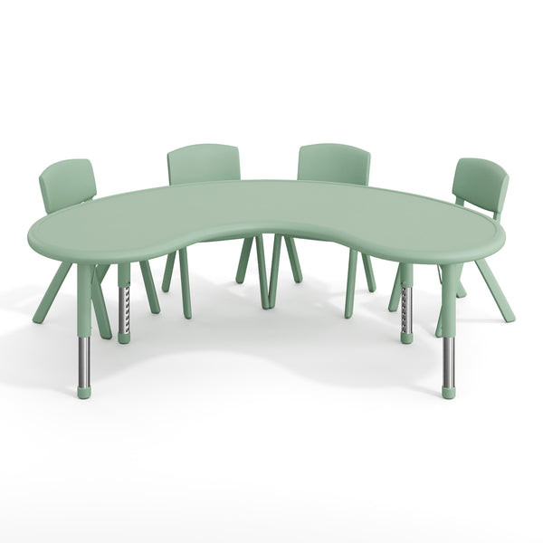 Sage |#| 5 PC Plastic Activity Table and 4 Chairs Set, 10.5" Seat Height-Sage