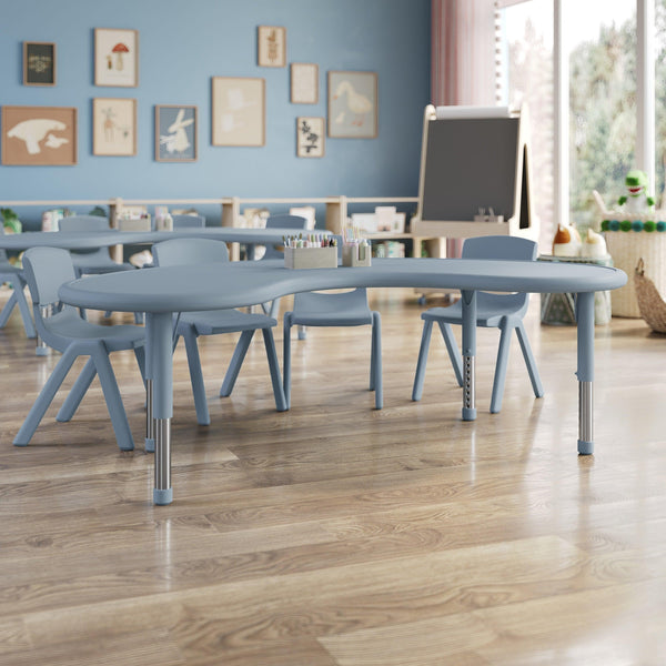 Dusty Blue |#| 5 PC Plastic Activity Table and 4 Chairs Set, 10.5" Seat Height-Dusty Blue