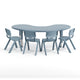 Dusty Blue |#| 5 PC Plastic Activity Table and 4 Chairs Set, 10.5" Seat Height-Dusty Blue