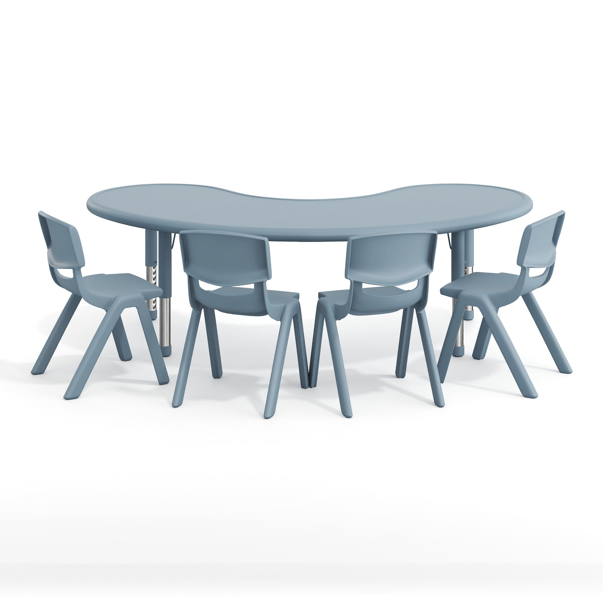 Dusty Blue |#| 5 PC Plastic Activity Table and 4 Chairs Set, 10.5" Seat Height-Dusty Blue