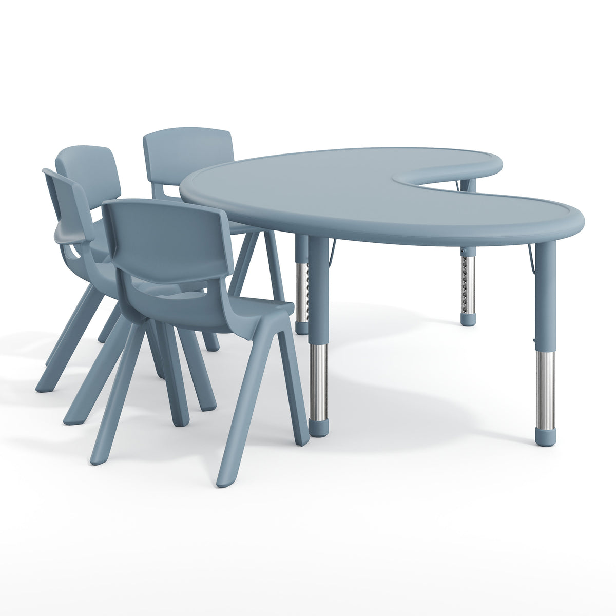 Dusty Blue |#| 5 PC Plastic Activity Table and 4 Chairs Set, 10.5" Seat Height-Dusty Blue