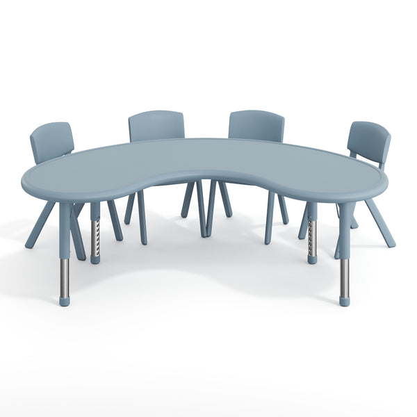 Dusty Blue |#| 5 PC Plastic Activity Table and 4 Chairs Set, 10.5" Seat Height-Dusty Blue