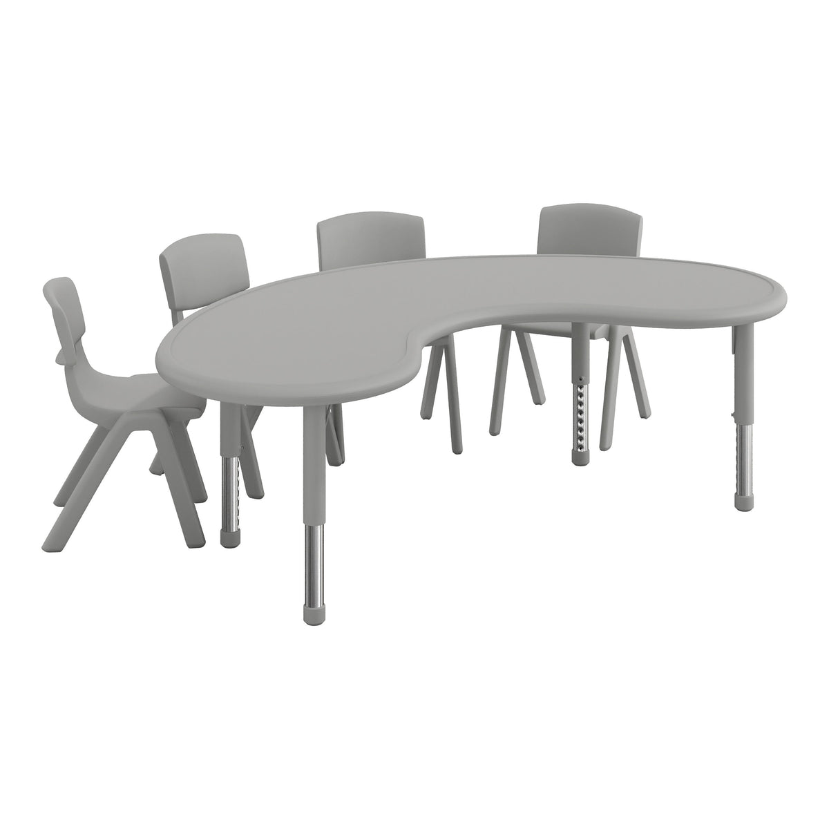 Soft Gray |#| 5 PC Plastic Activity Table and 4 Chairs Set, 10.5" Seat Height-Soft Gray
