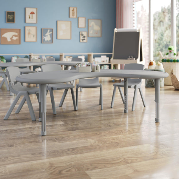 Soft Gray |#| 5 PC Plastic Activity Table and 4 Chairs Set, 10.5" Seat Height-Soft Gray