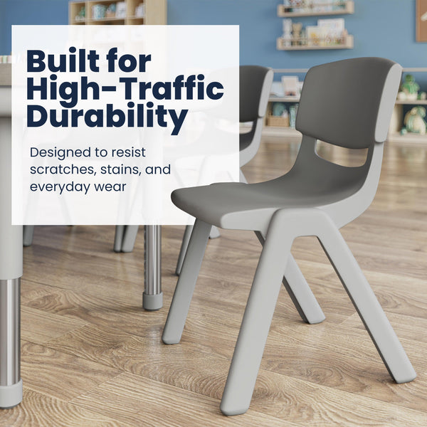 Soft Gray |#| 5 PC Plastic Activity Table and 4 Chairs Set, 10.5" Seat Height-Soft Gray