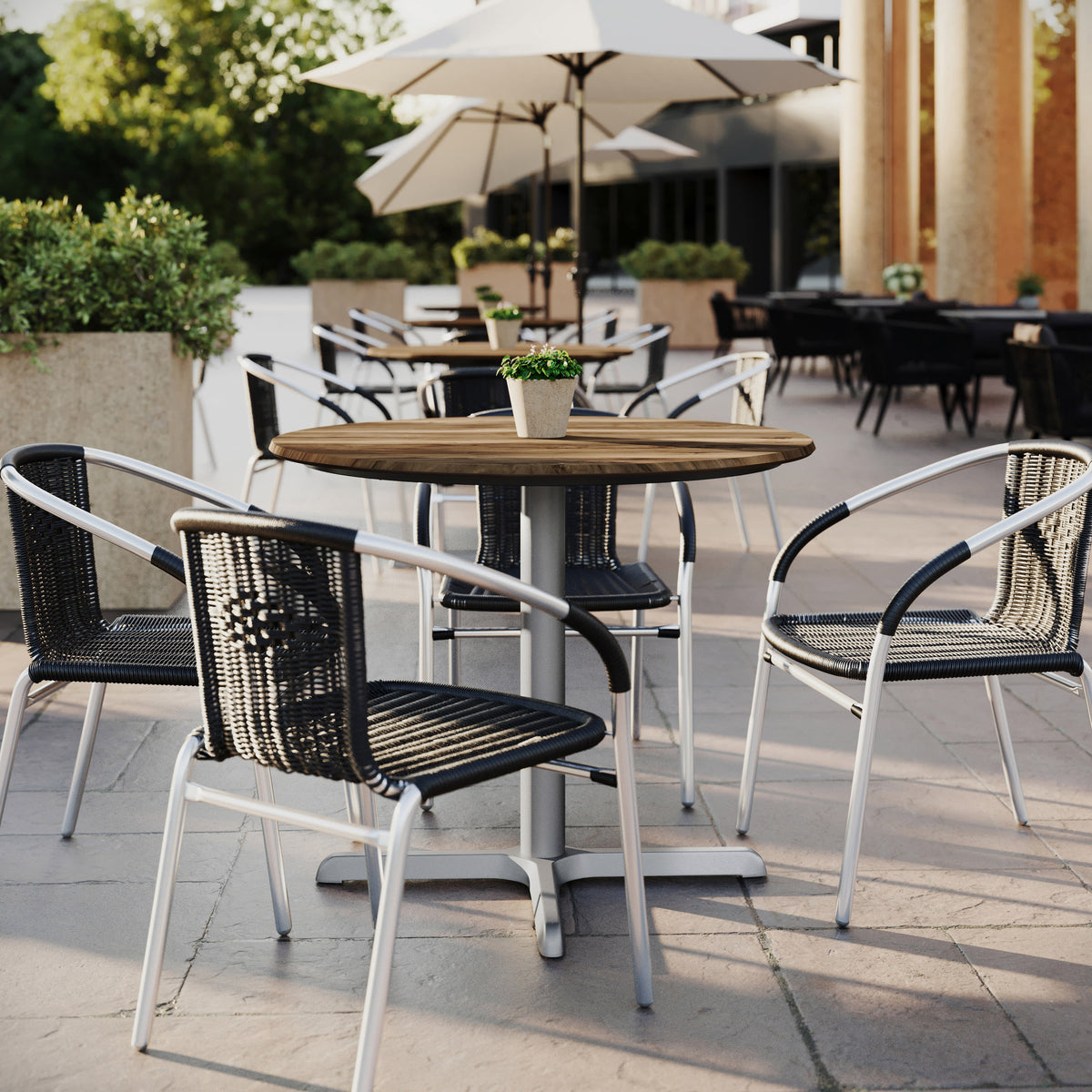 Natural |#| Commercial 36" RD HPL Wrapped Scratch and Stain Resistant Tabletop-Natural