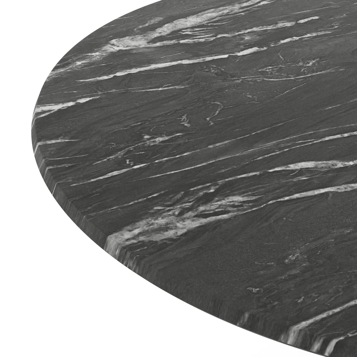 Black Faux Marble |#| Commercial 36" Round HPL Wrapped All-Weather Tabletop in Black Faux Marble