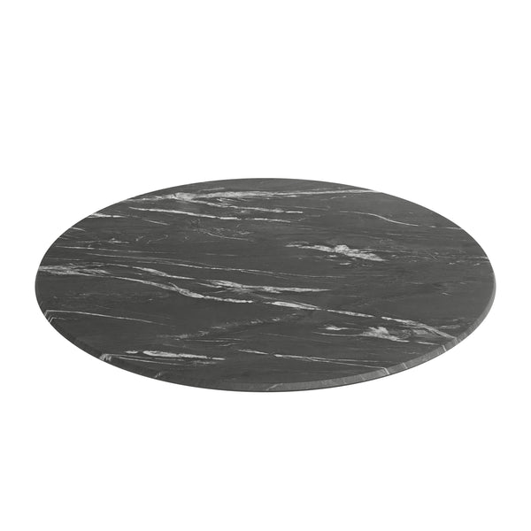 Black Faux Marble |#| Commercial 36" Round HPL Wrapped All-Weather Tabletop in Black Faux Marble