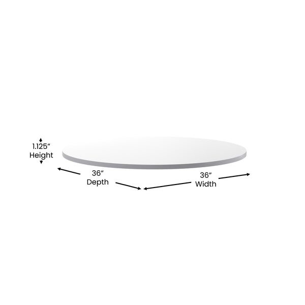 White/Gray |#| 36inch Round Table Top with White or Gray Reversible Laminate Top