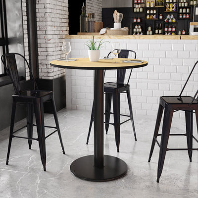 36'' Round Laminate Table Top with 24'' Round Bar Height Table Base - View 2