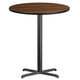 Walnut |#| 36inch Round Walnut Laminate Table Top with 30inch x 30inch Bar Height Table Base