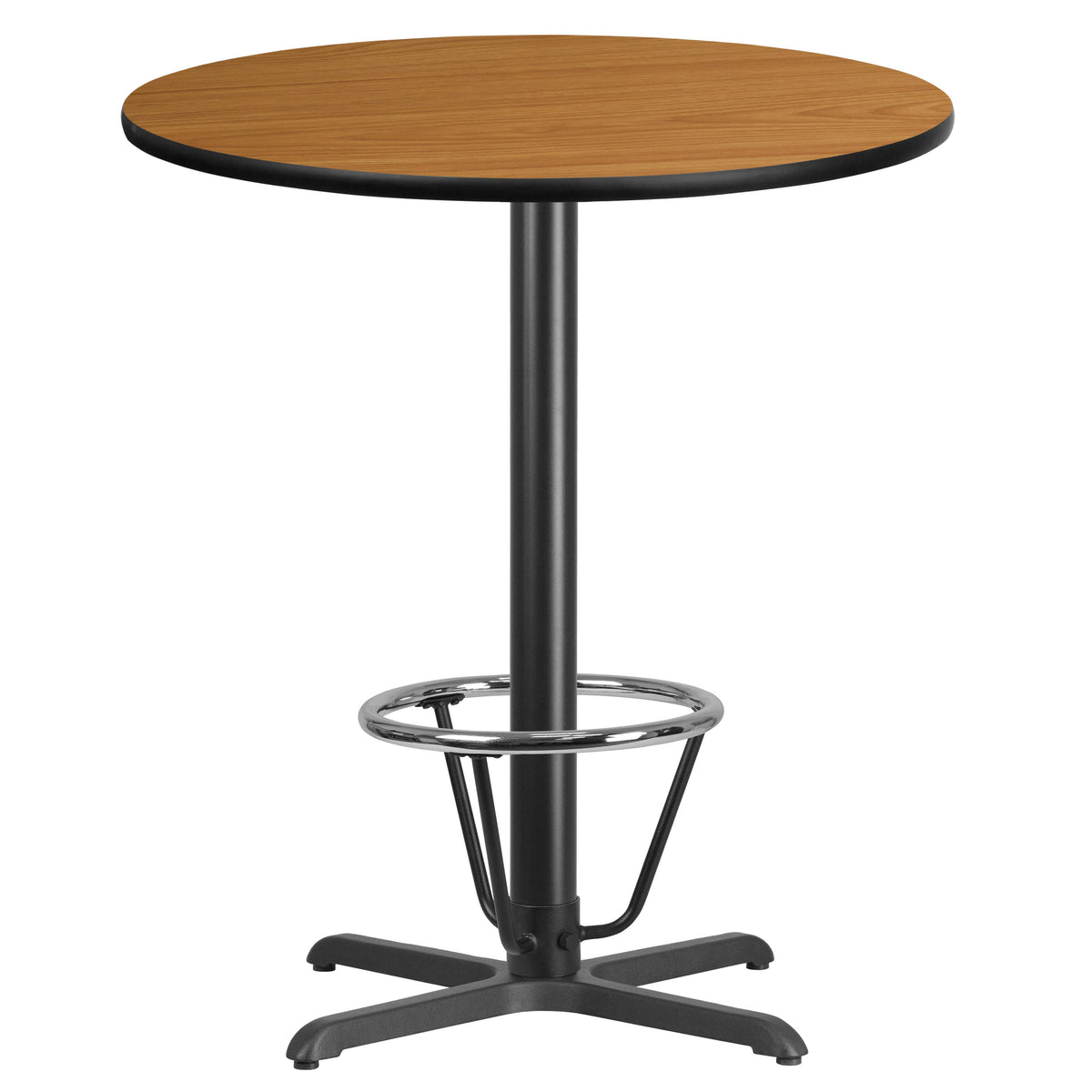 Natural |#| 36inch Round Natural Laminate Table Top & 30inchx 30inch Bar Height Base with Foot Ring