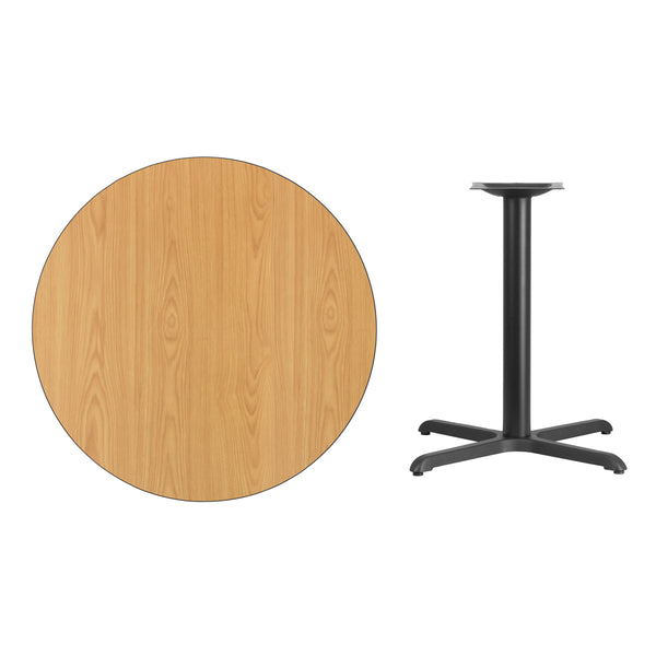 Mahogany |#| 36inch Round Mahogany Laminate Table Top with 30inch x 30inch Table Height Base