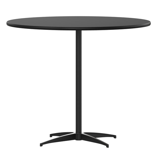 36'' Round Wood Cocktail Table with 30'' and 42'' Columns - View 1