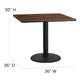 Natural Top/Black Vinyl Seat |#| 36inch Square Natural Laminate Table w/ X-Base & 4 Metal Chairs - Black Vinyl Seat