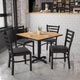 Natural Top/Black Vinyl Seat |#| 36inch Square Natural Laminate Table w/ X-Base & 4 Metal Chairs - Black Vinyl Seat