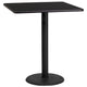Black |#| 36inch Square Black Laminate Table Top with 24inch Round Bar Height Table Base