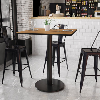 36'' Square Laminate Table Top with 24'' Round Bar Height Table Base - View 2