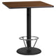 Walnut |#| 36inch SQ Walnut Laminate Table Top & 24inch Round Bar Height Base with Foot Ring