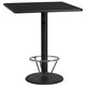 Black |#| 36'inch SQ Black Laminate Table Top & 24inch Round Bar Height Table Base and Foot Ring