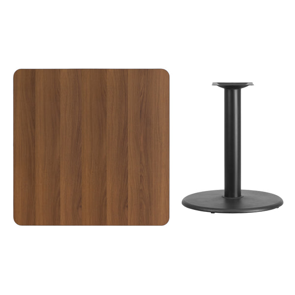 Natural |#| 36inch Square Natural Laminate Table Top with 24inch Round Table Height Base