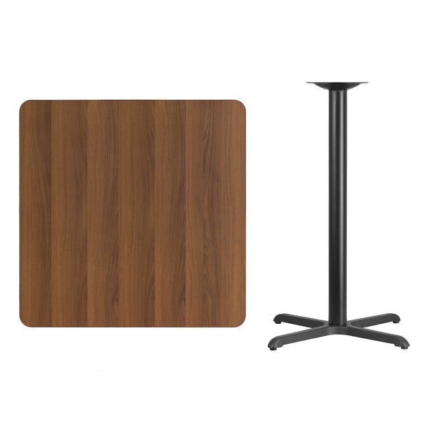 Black |#| 36inch Square Black Laminate Table Top with 30inch x 30inch Bar Height Table Base