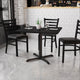 Black |#| 36inch Square Black Laminate Table Top with 30inch x 30inch Table Height Base