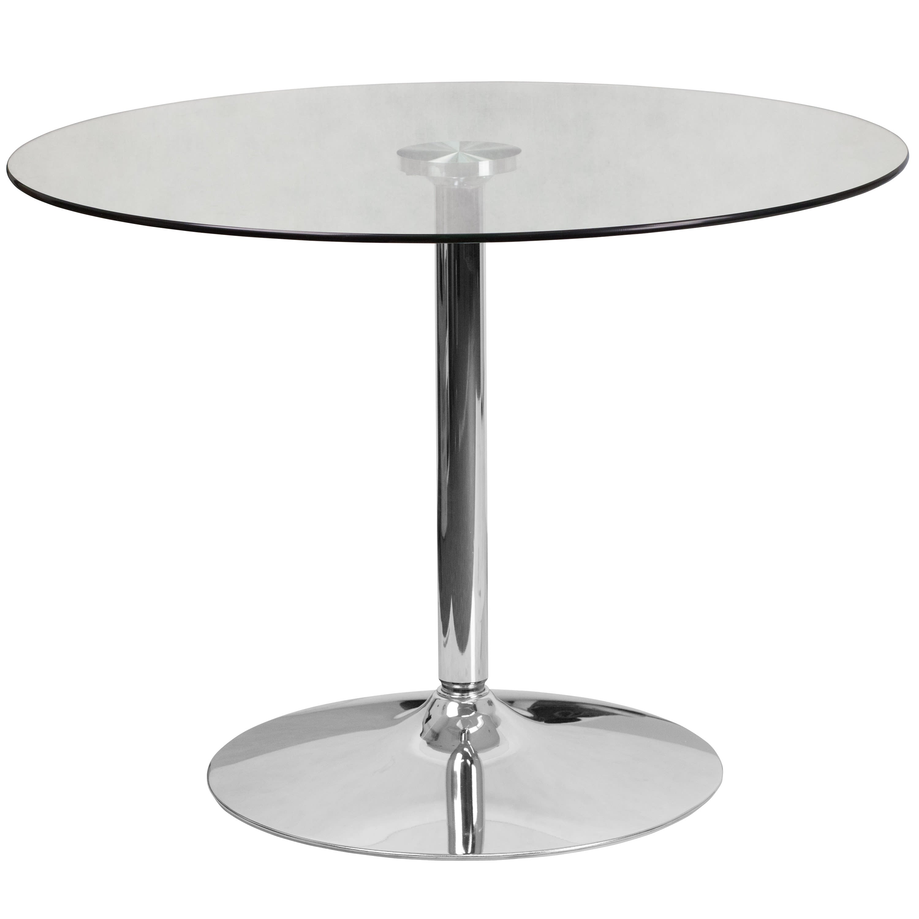 Flash Furniture 39.25 Round Glass Table with 29 Chrome Base