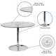 39.25inch Round Glass Table with 29inchH Chrome Base - Pedestal Table - Event Table