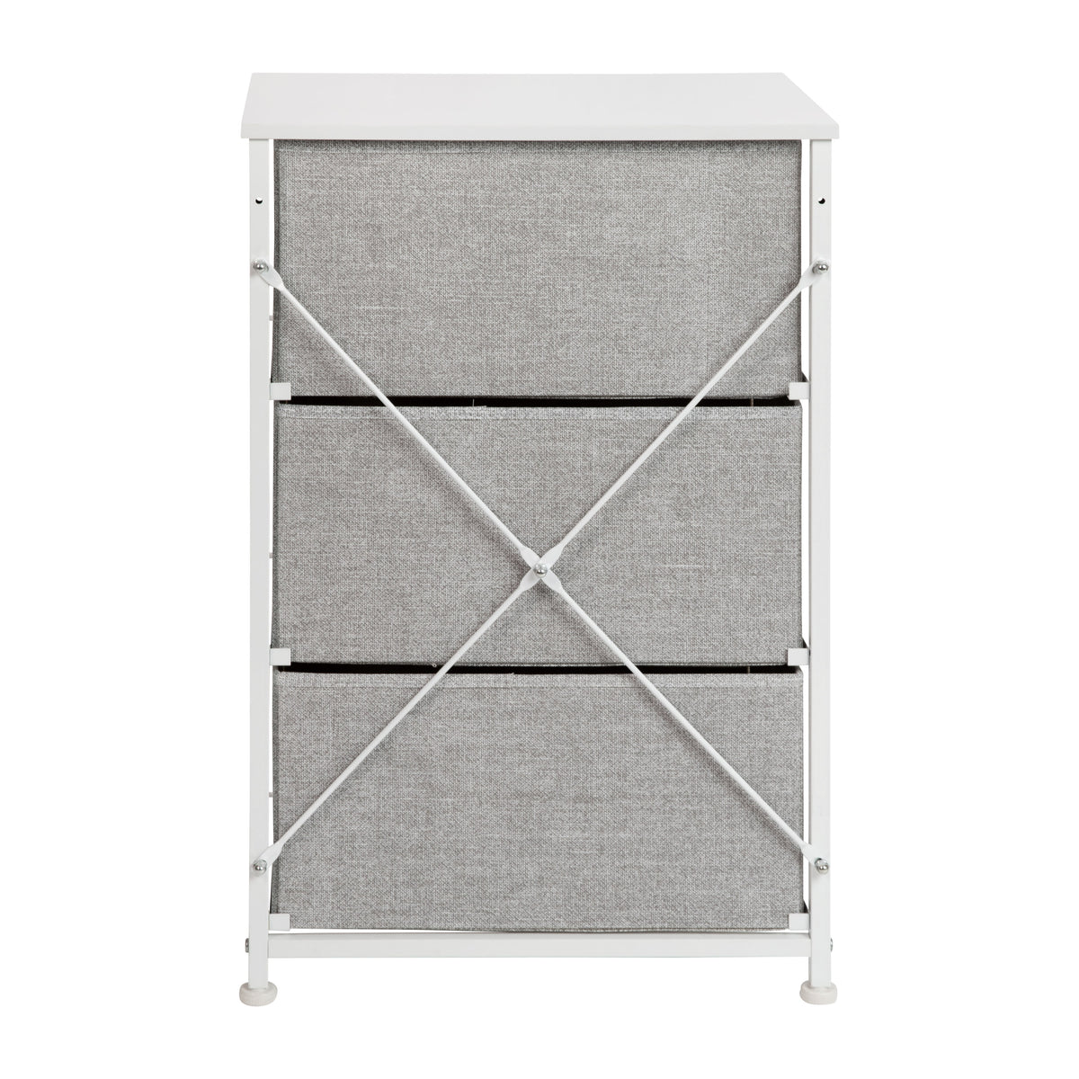 Gray Drawers/White Frame |#| 3 Drawer Vertical Storage Dresser with White Wood Top & Gray Fabric Pull Drawers