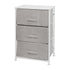 3 Drawer Wood Top Cast Iron Frame Vertical Storage Dresser with Easy Pull Fabric Drawers