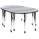 Grey |#| 3 Piece Mobile 76inch Oval Wave Flexible Grey Adjustable Activity Table Set