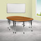 Oak |#| 3 Piece Mobile 86inch Oval Wave Flexible Oak Adjustable Activity Table Set