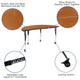 Oak |#| 3 Piece Mobile 86inch Oval Wave Flexible Oak Adjustable Activity Table Set