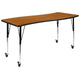Oak |#| 3 Piece Mobile 86inch Oval Wave Flexible Oak Adjustable Activity Table Set
