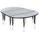 Grey |#| 3 Piece 76inch Oval Wave Flexible Grey Kids Adjustable Activity Table Set