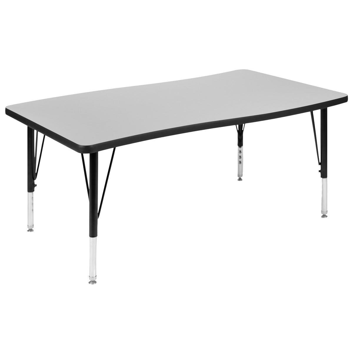 Grey |#| 3 Piece 76inch Oval Wave Flexible Grey Kids Adjustable Activity Table Set