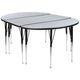 Grey |#| 3 Piece 76inch Oval Wave Flexible Grey Adjustable Activity Table Set