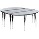 Grey |#| 3 Piece 86inch Oval Wave Flexible Grey Adjustable Activity Table Set