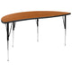 Oak |#| 3 Piece 86inch Oval Wave Flexible Oak Adjustable Activity Table Set