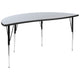 Grey |#| 3 Piece 86inch Oval Wave Flexible Grey Adjustable Activity Table Set