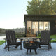 Slate Gray |#| Star & Moon Fire Pit with Mesh Cover & 2 Slate Gray Poly Resin Adirondack Chairs