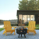 Yellow |#| Star and Moon Fire Pit with Mesh Cover & 2 Yellow Poly Resin Adirondack Chairs