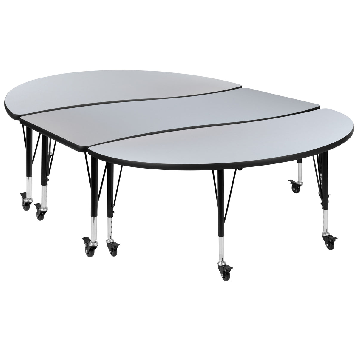 Grey |#| 3PC Mobile 86inch Oval Wave Flexible Grey Kids Adjustable Activity Table Set
