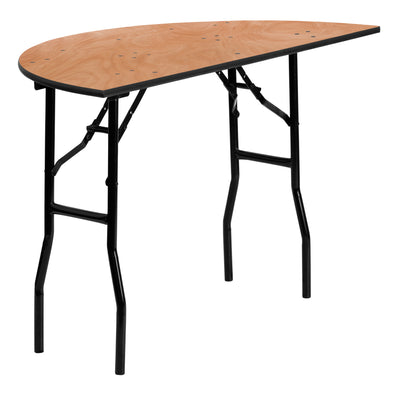 4-Foot Half-Round Wood Folding Banquet Table