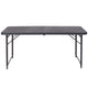 Dark Gray |#| 4-Foot Height Adjustable Bi-Fold Dark Gray Plastic Folding Table with Handle