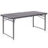 4-Foot Height Adjustable Bi-Fold Dark Gray Plastic Folding Table with Carrying Handle