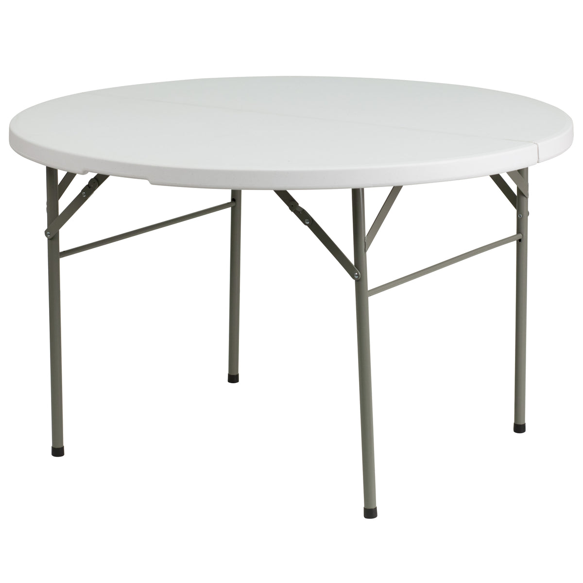 4-Foot Round Bi-Fold Granite White Plastic Event Folding Table with Handle