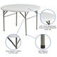 4-Foot Round Bi-Fold Granite White Plastic Event Folding Table with Handle